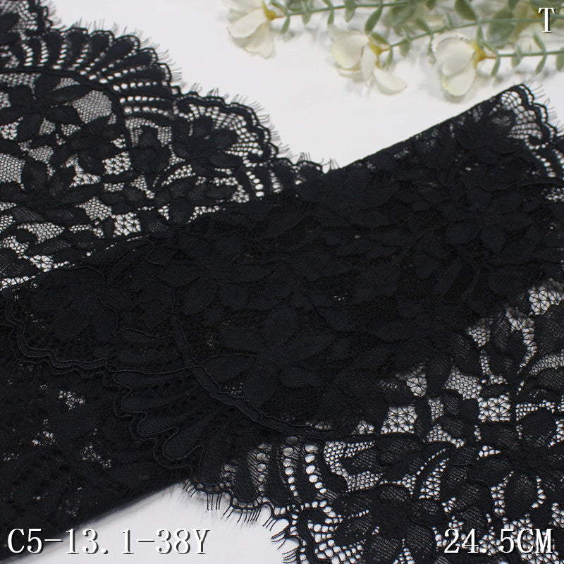 freedombeauty|Carbon Black Full Pattern Retro Sexy Stretch Eyelash Lace Semi-Transparent Soft Lingerie Accessories DIY