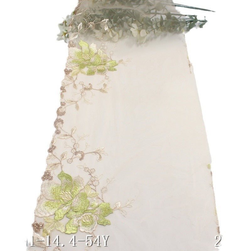 【1pack】-freedombeauty|Apricot Mesh Single-Sided Vintage Large Flower Embroidery Lace Trim Performance Costume Curtain Lace Trim DIY Accessories