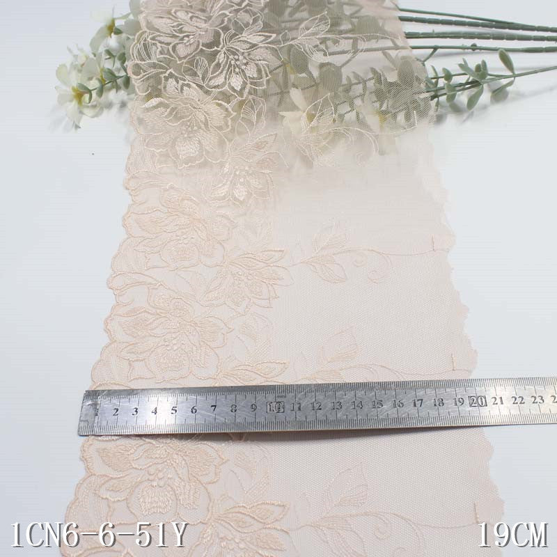 【1pack】-freedombeauty|Multicolor Mesh Ancient Style Single-Sided Polyester Flower Embroidery Lace DIY Clothing Curtain Lace Trim Accessories