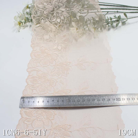 【1pack】-freedombeauty|Multicolor Mesh Ancient Style Single-Sided Polyester Flower Embroidery Lace DIY Clothing Curtain Lace Trim Accessories