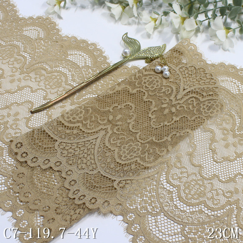 freedombeauty|Multicolor Double Wave French Classical Pattern Elastic Eyelash 23cm Clothing Home Textile Lace Trim DIY