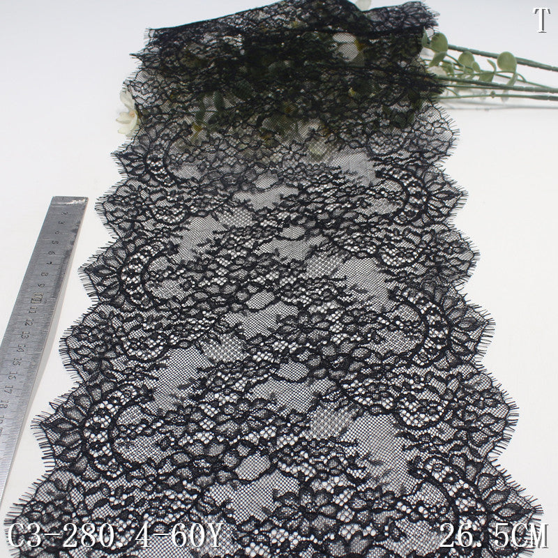 freedombeauty|Black Double-Sided French Classical Small Flower Non-Elastic Eyelash 26cm Curtain Sofa Cushion Lace Trim Accessories