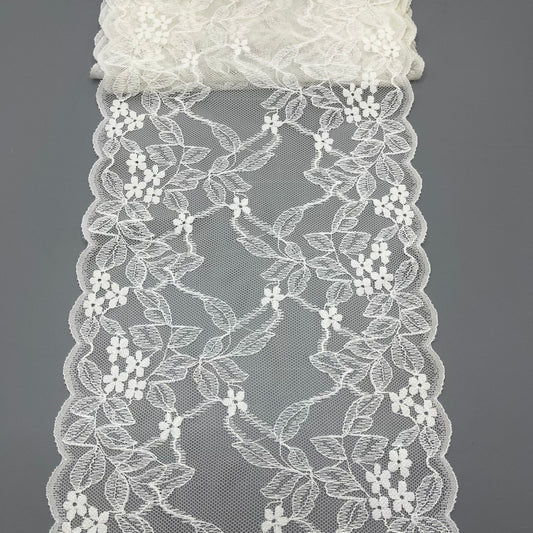 freedombeauty|21CM Nylon High Elastic Hollow Lace Fabric DIY Wedding Dress Trim Clothing Overlock