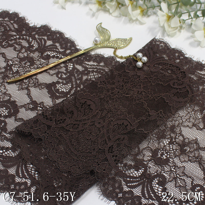 freedombeauty|Multicolor Double-Sided Wavy Thread Elastic Eyelash Lace Trim Performance Costume Curtain 22cm Lace Trim Accessories