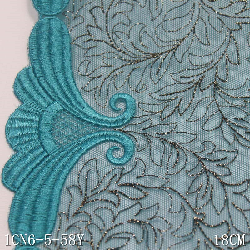 【1pack】-freedombeauty|Two-tone Mesh Ancient Style Single-sided Gold and Silver Thread Leaf Embroidery Lace Trim for Clothing and Curtain Accessories