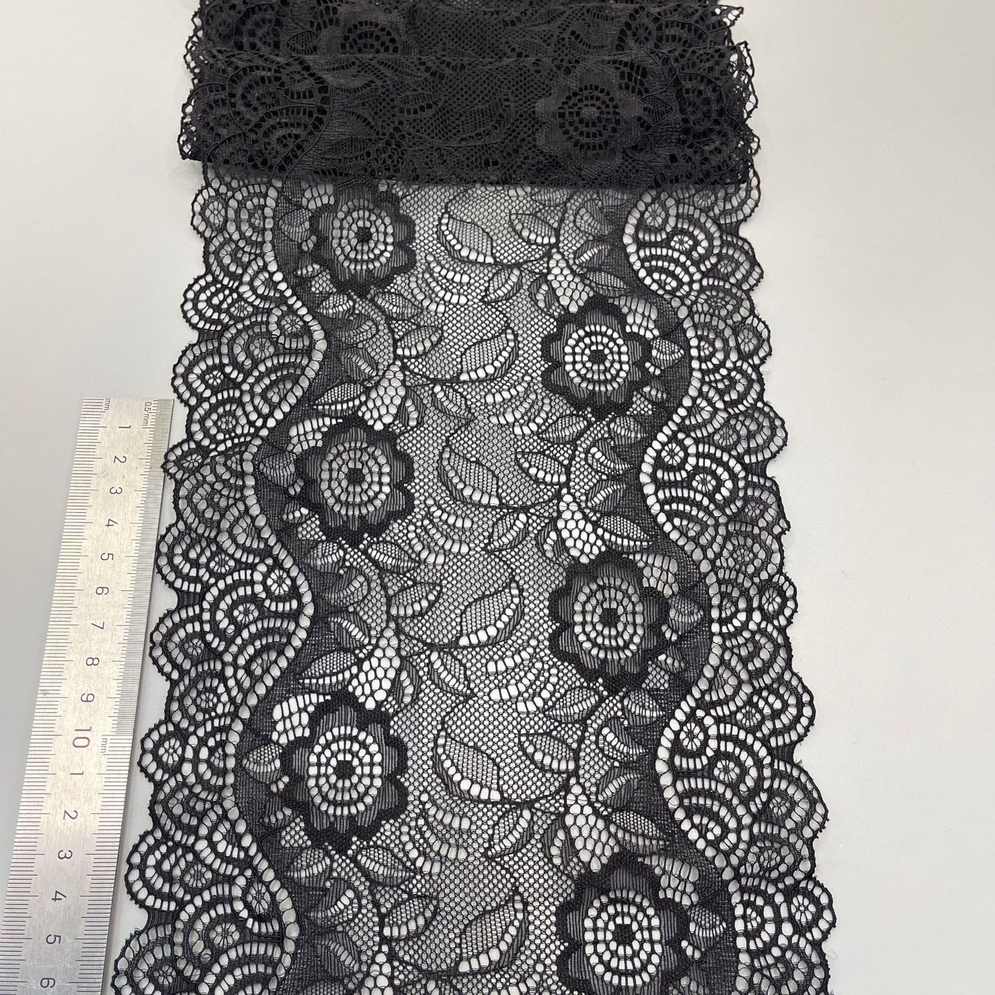 freedombeauty|18CM Lace Trim Elastic Lace Trim Rose Flower Shape Dense Pressed Yarn Accessories