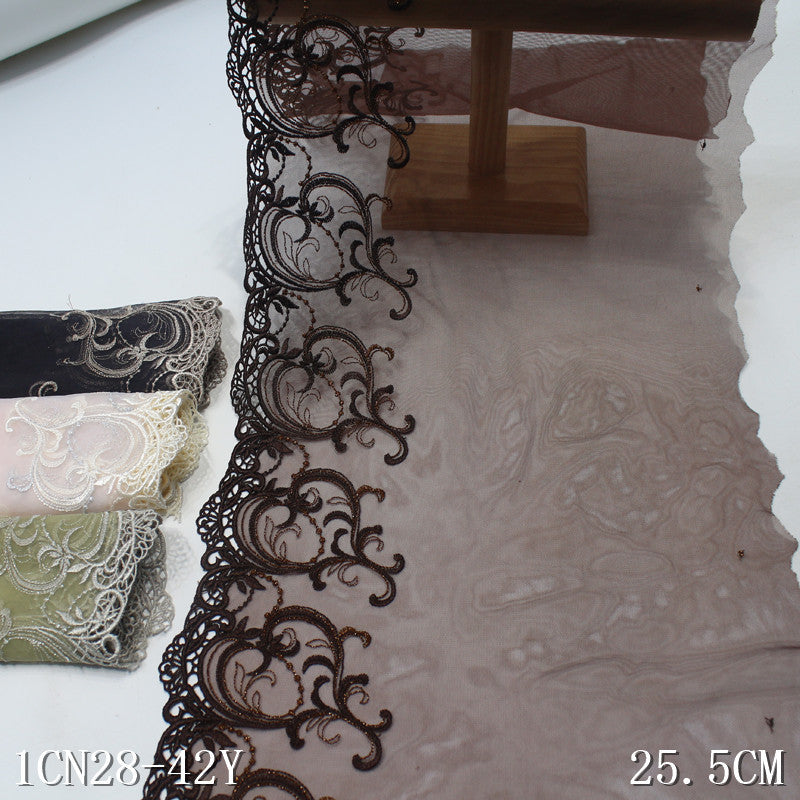 【1pack】-freedombeauty|Multicolor Silver Thread Ancient Style Water-Soluble Pattern Embroidery Lace Trim 17cm Clothing Home Textile Lace Trim DIY