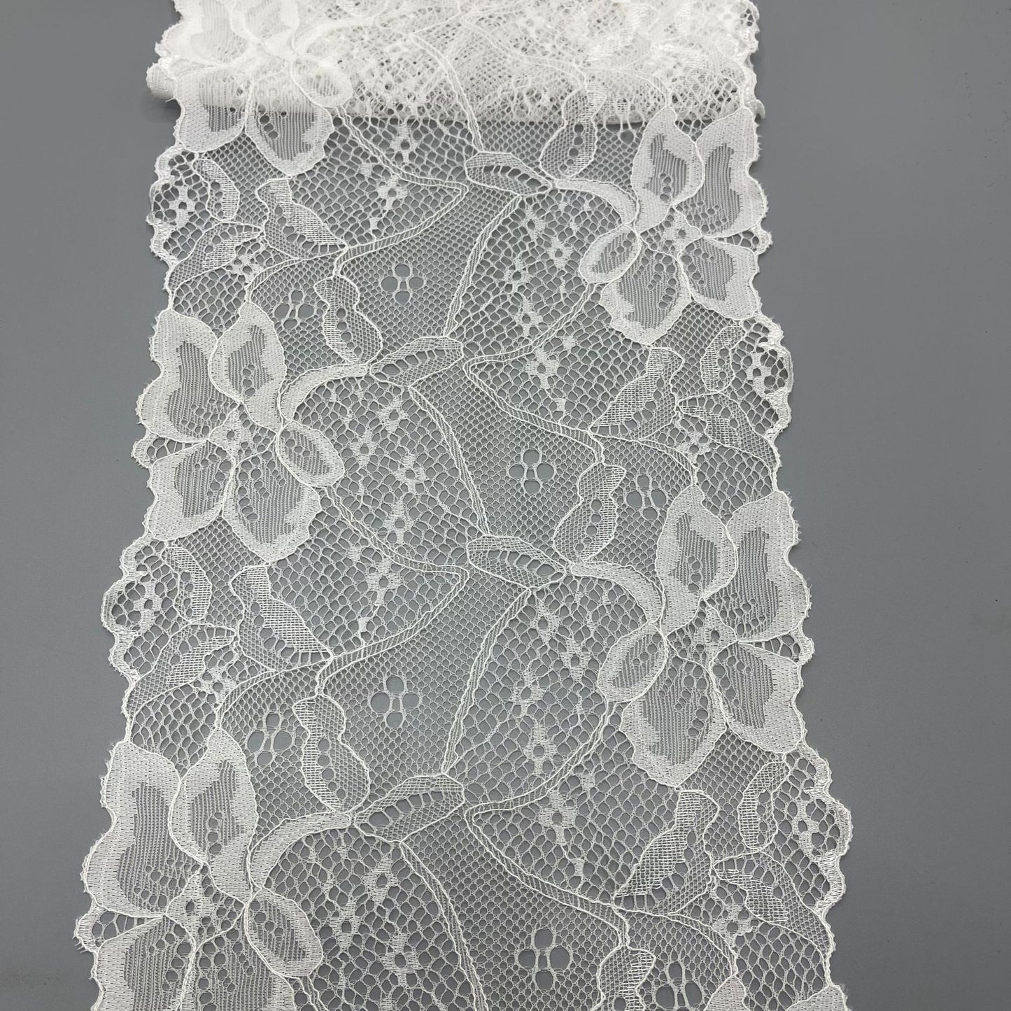 freedombeauty|17CM Nylon Lace Trim Handmade Wedding Dress Decoration White Elastic Hollow Lace High-end Lace