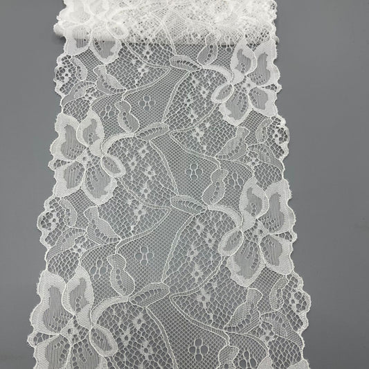 freedombeauty|17CM Nylon Lace Trim Handmade Wedding Dress Decoration White Elastic Hollow Lace High-end Lace