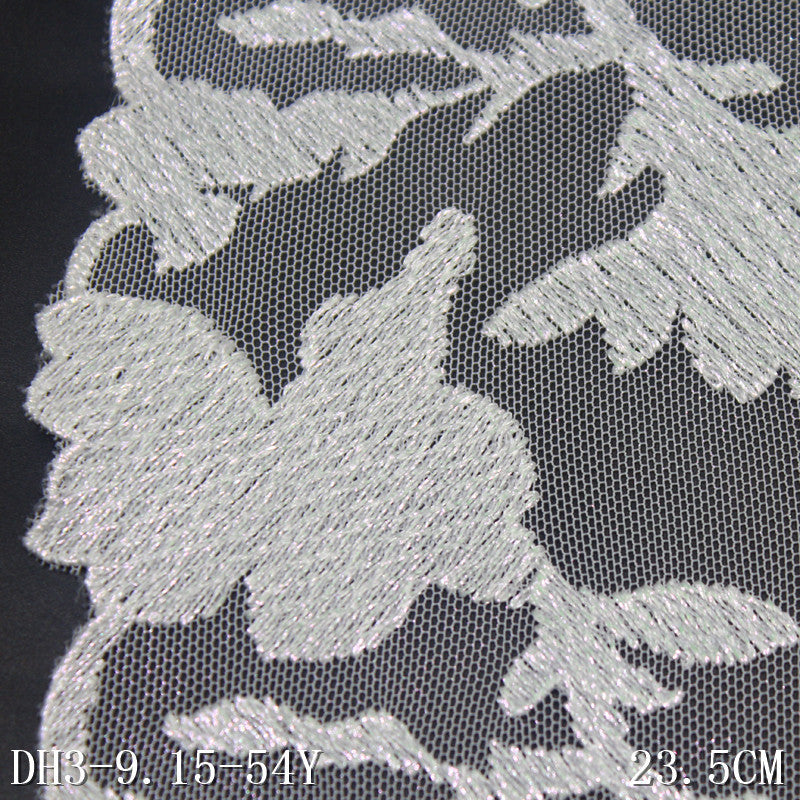 【1pack】-freedombeauty|Bleached Color Single-Sided Gold Stamping Flower Mesh Embroidery Trim Curtain Sofa Cushion Lace Trim DIY Accessories