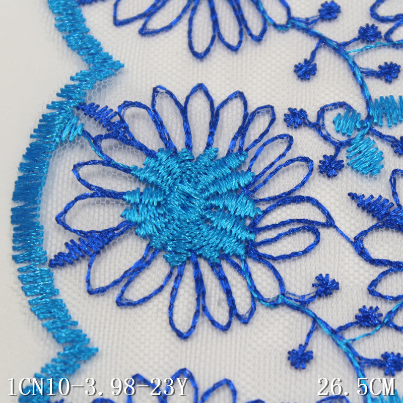 【1pack】-freedombeauty|White Mesh Full Vintage Floral Embroidery Trim Curtain Sofa Cushion 26cm Lace Trim Accessories