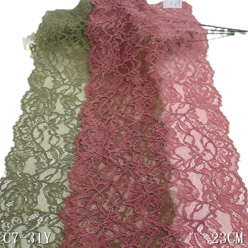 freedombeauty|Two-tone Braided Ancient Style Wavy Flower Elastic Eyelash Lace Trim for Lingerie and Curtain Lace Accessories