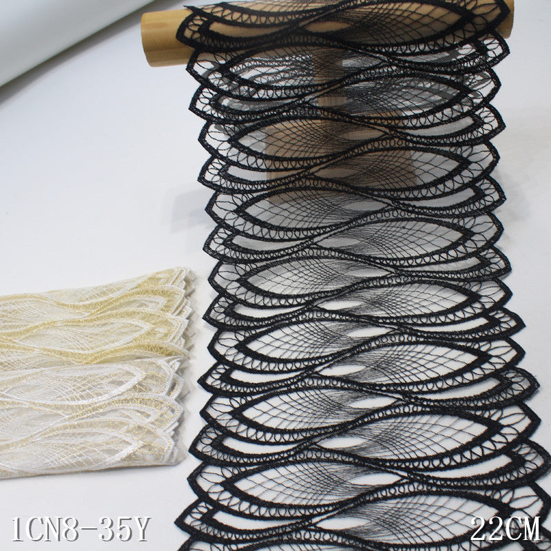 【1pack】-Freedombeauty | Two-Tone Classic Mobius Strip Mesh Embroidery Lace 21cm Clothing Home Textile Lace Accessories