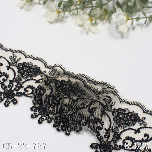 【1pack】-freedombeauty|Multicolor Mesh Exquisite Vintage Small Flower Embroidery Lace 8cm Clothing Hair Accessories Lace Trim DIY