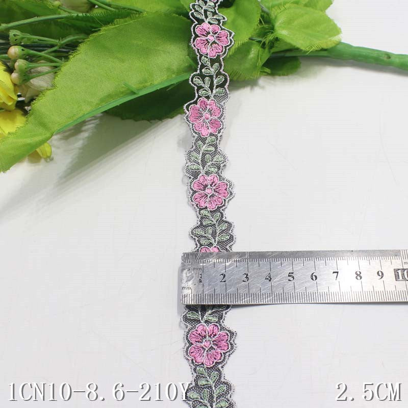 freedombeauty|Color Block Flower Leaf Pattern Ultra-Narrow Embroidered Lace Trim for Sofa Cushion Curtain Underwear Lace