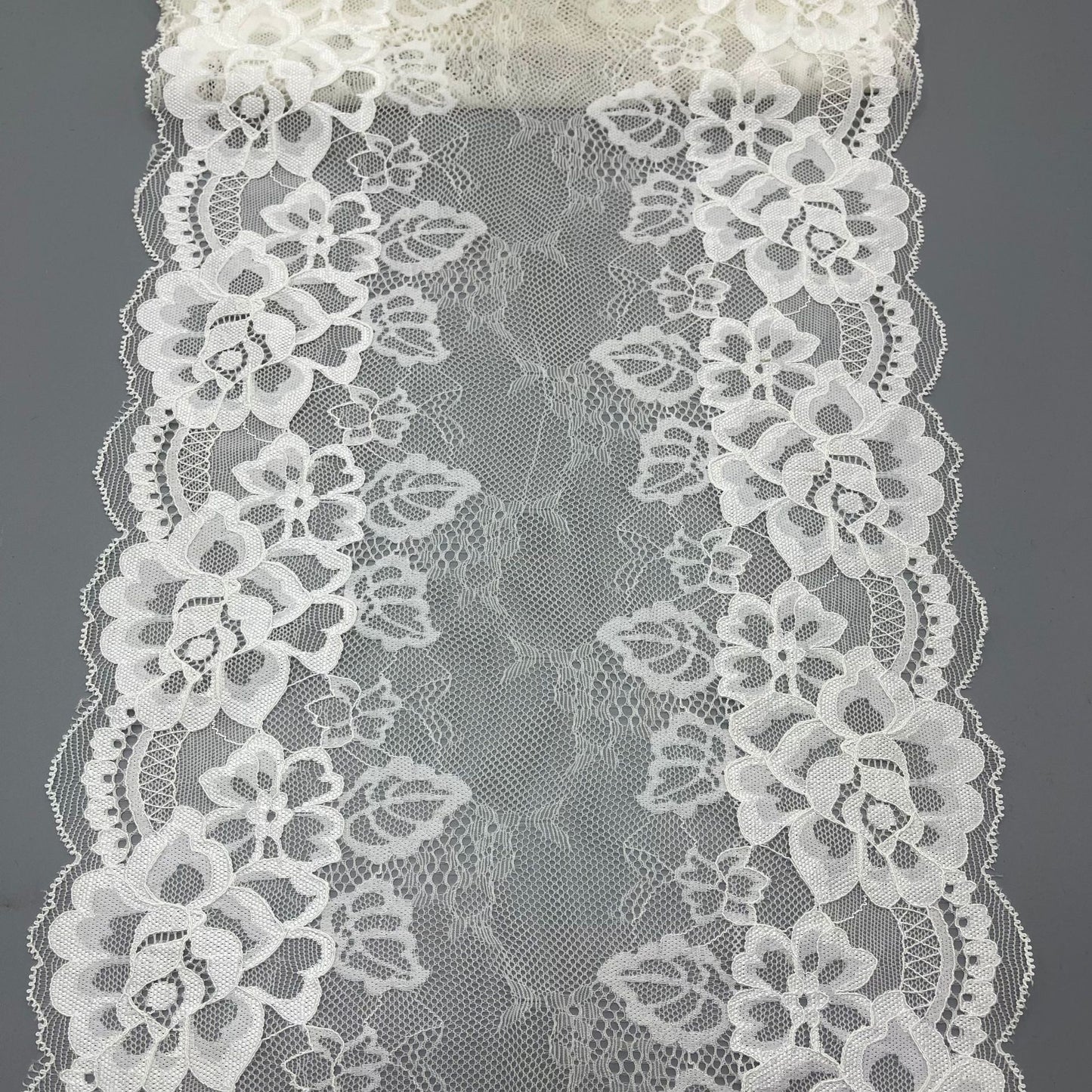 freedombeauty|24CM Wedding Dress Lace Trim White Elastic Nylon Lace DIY Handmade Decoration E-commerce Supply