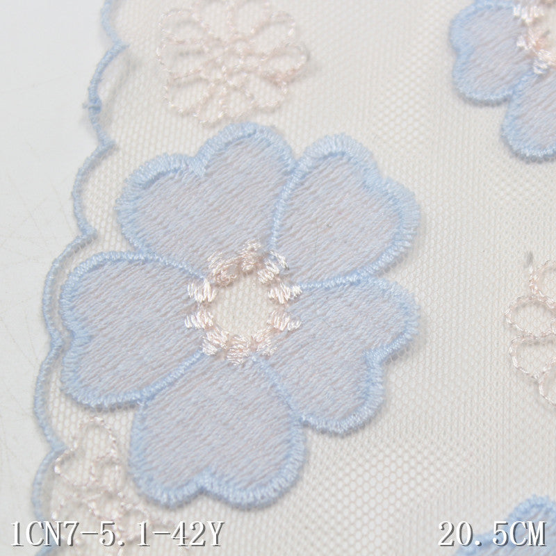【1pack】-freedombeauty|Pink Scattered Fresh Delicate Flower Embroidery Lace Trim Curtain Sofa Cushion Lace Trim Accessories DIY