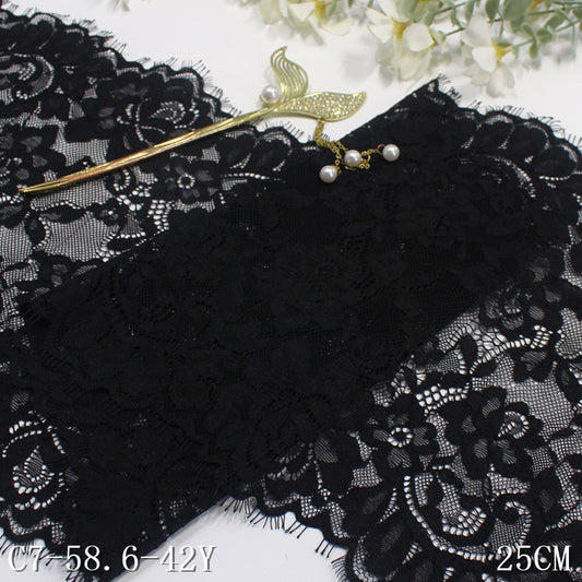 freedombeauty|Two-tone Double-sided Vintage Floral Texture Elastic Eyelash 24cm Lingerie Clothing Lace Trim DIY