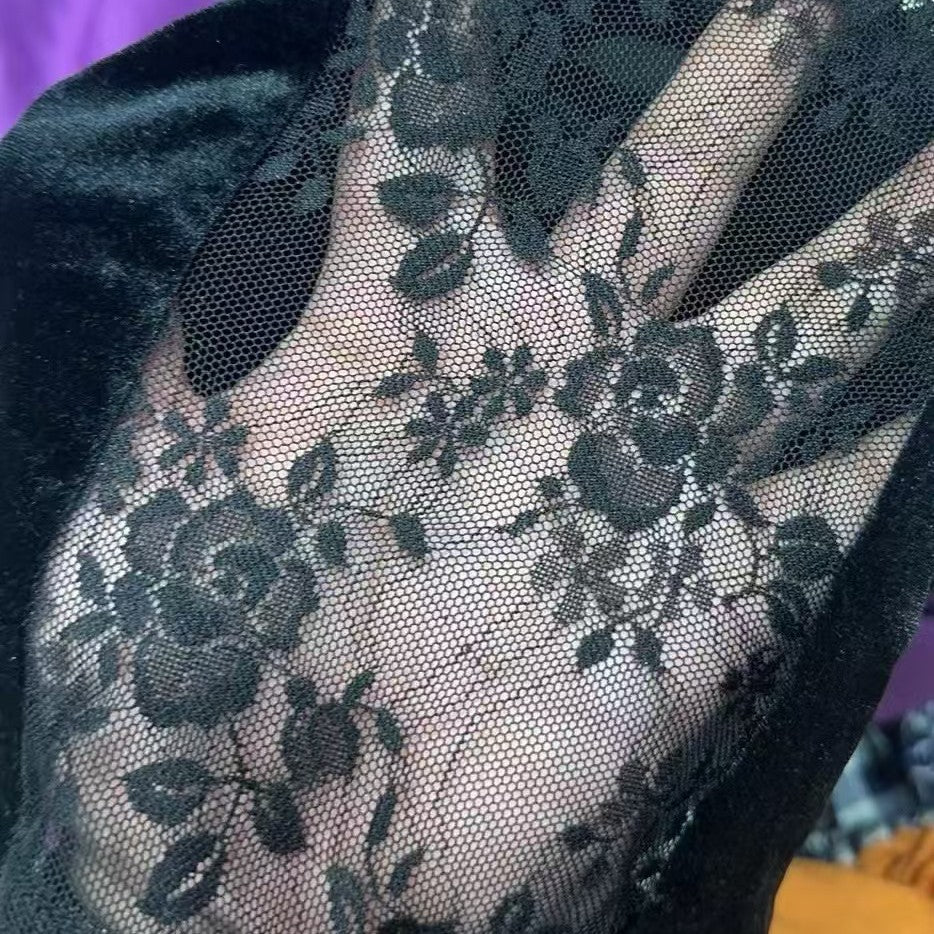 freedombeauty|Hot Selling Nylon Small Rose Lace Fabric Women's Base Shirt Pajamas Dress Lace Fabric Fashion Lace