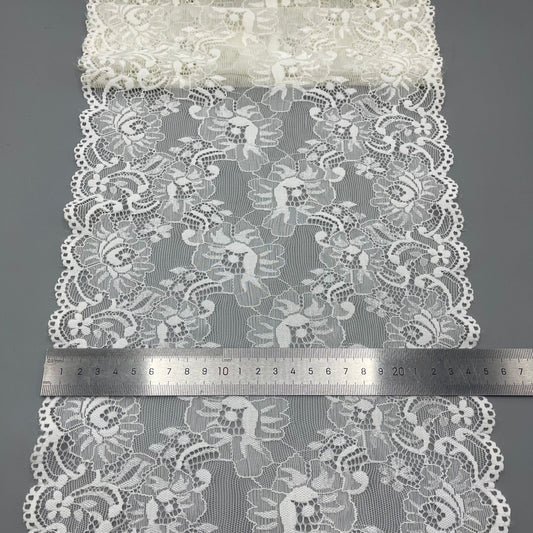 freedombeauty|24CM Lace Elastic Pressed Gauze Trim Nylon Silk Lingerie Neckline, Hem Trim Decoration