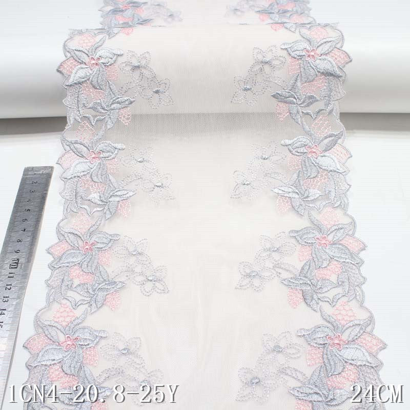 【1pack】-freedombeauty|Multicolor Non-Elastic Polyester Mesh Embroidery Trim Accessories for Curtains, Clothing, Sofa Cushions, Textile Accessories