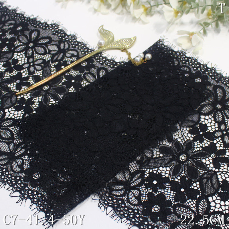 freedombeauty|Multicolor Double-Sided Full Elastic Fresh Style Eyelash Lace Trim for Clothing and Curtains 22cm Lace Trim Accessories