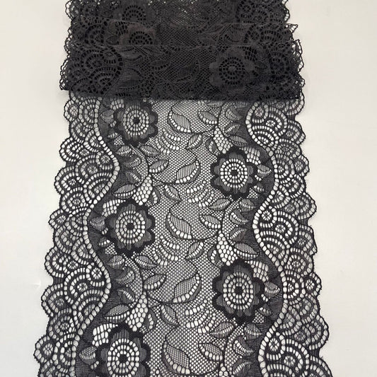 freedombeauty|18CM Lace Trim Elastic Lace Trim Rose Flower Shape Dense Pressed Yarn Accessories