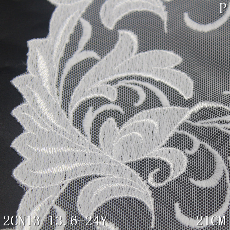 【1pack】-freedombeauty|Bleached Color Double-Sided Chinese Style Pattern Mesh Embroidery Trim Curtain Sofa Cushion Lace Trim DIY Accessories