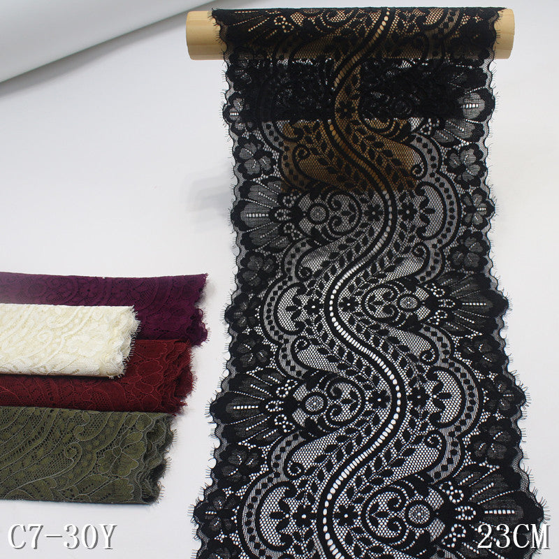 freedombeauty|Multicolor French Classical Floral Texture Elastic Eyelash 23cm Clothing Home Textile Lace Trim DIY