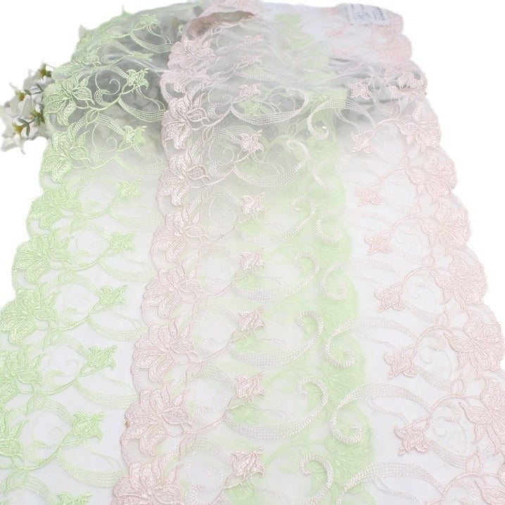 【1pack】-freedombeauty|Two-Color French Retro Double-Sided Flower Embroidery Lace DIY Clothing Curtain 24cm Lace Trim Accessories