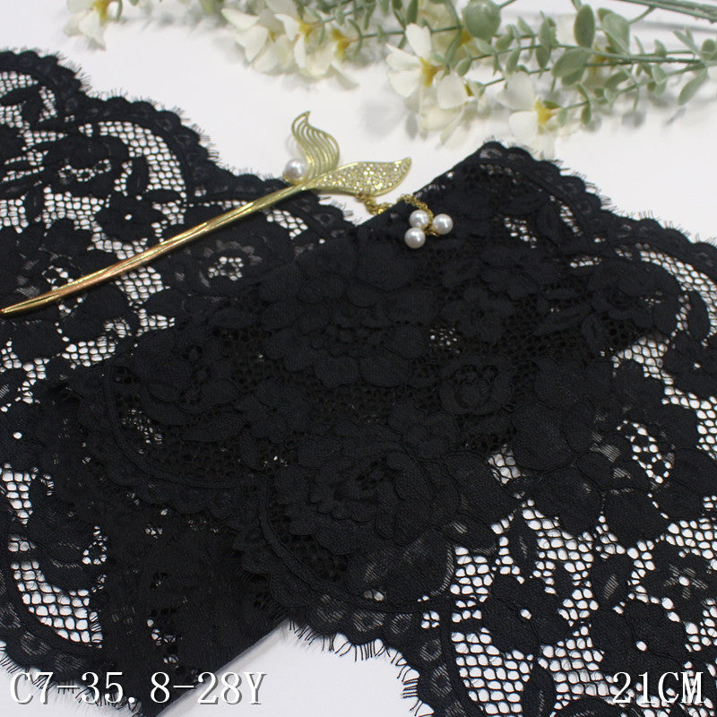 freedombeauty|Multicolor Thread Double-Sided Wavy Flower Elastic Eyelash Lace Trim Performance Costume Curtain Lace Trim Accessories