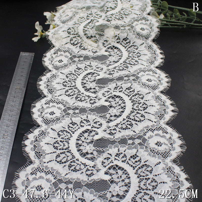 freedombeauty | Multicolor Double Wave French Classical Flower Non-Elastic Eyelash 22cm Clothing Home Textile Lace Trim DIY