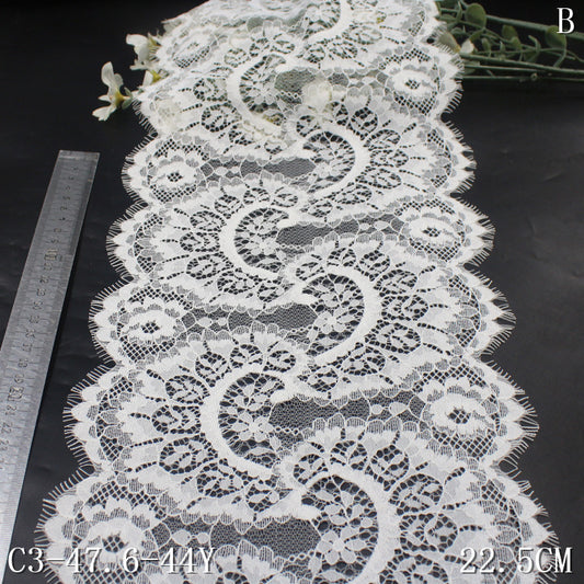 freedombeauty | Multicolor Double Wave French Classical Flower Non-Elastic Eyelash 22cm Clothing Home Textile Lace Trim DIY