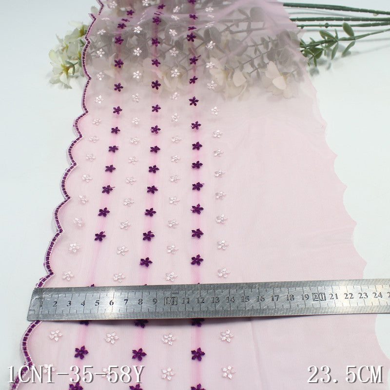 【1pack】-Freedombeauty | Single Side Half Two-Color Small Floral Stretch Embroidery Lace Curtain Sofa Cushion Lace Accessories DIY