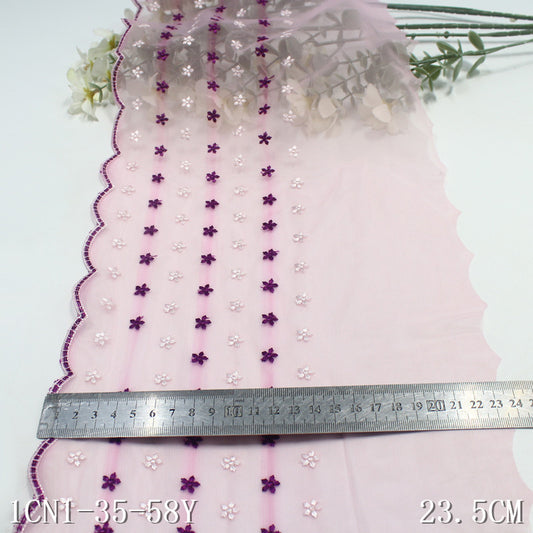 【1pack】-Freedombeauty | Single Side Half Two-Color Small Floral Stretch Embroidery Lace Curtain Sofa Cushion Lace Accessories DIY