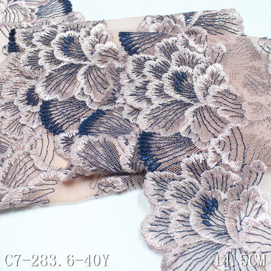【1pack】-freedombeauty|In Stock Glossy Polyester Thread Double-Sided Symmetrical Flower Hexagonal Mesh Bottom Clothing Accessories Embroidery Lace Trim