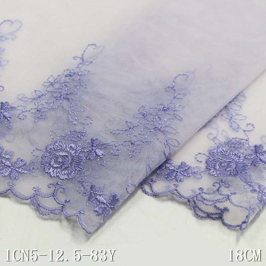 【1pack】-freedombeauty|Purple Single-Sided Fresh Embroidery Pattern Mesh Lace Trim DIY Lingerie Curtain Lace Trim Accessories