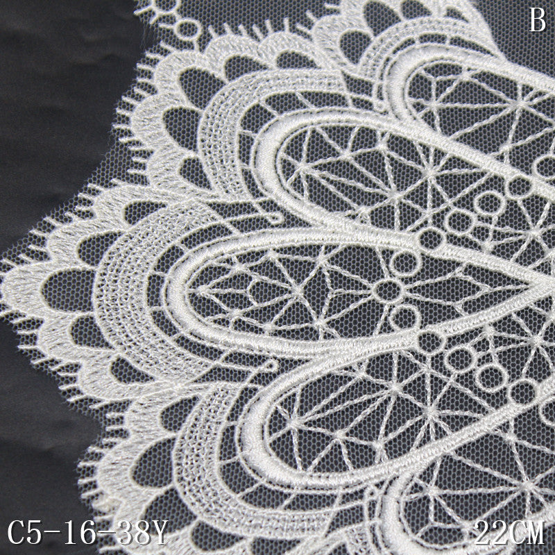 【1pack】-freedombeauty|Multicolor Single-Sided Flat Embroidery Diamond Mesh Lace Trim 21cm Curtain Sofa Cushion Lace Trim Accessories