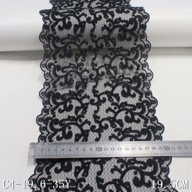 freedombeauty|Black Lace Mesh Full Edge Pattern Embroidery Trim Curtain Accessories for Mom's Dress