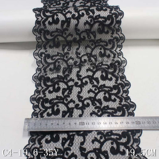 freedombeauty|Black Lace Mesh Full Edge Pattern Embroidery Trim Curtain Accessories for Mom's Dress