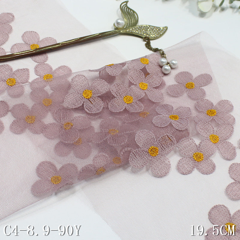 【1pack】-freedombeauty|Multicolor Mesh Fresh Flower Lightweight Embroidered Lace Trim 18cm Clothing Home Textile Lace Trim Accessories
