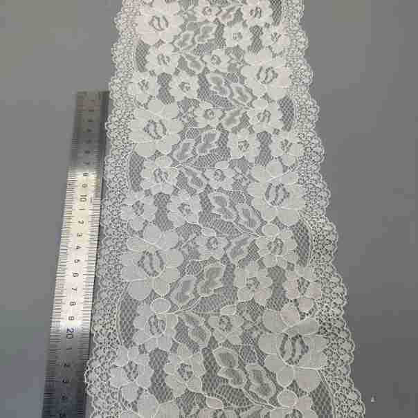 freedombeauty|18cm Stretch Lace Nylon Knitted Edge White Flower Regular Edge Warp Knit Fabric for Women's Clothing 18cm