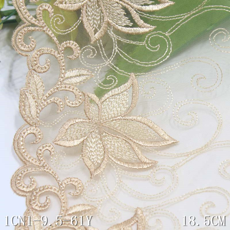 【1pack】-freedombeauty|Two-Color Single-Sided Exquisite Leaf Pattern Mesh Embroidery Trim Curtain Sofa Cushion Lace Trim Accessories