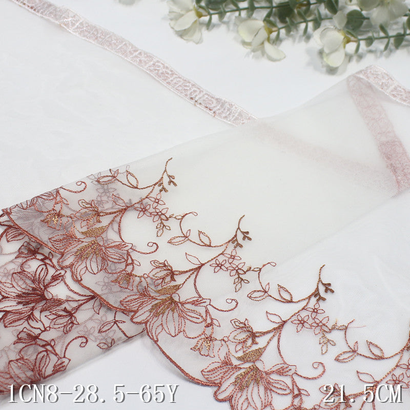 【1pack】-Freedombeauty | White Mesh Single Bilateral Antique Flower Embroidery Lace 18cm Han Chinese Clothing Lace Accessories