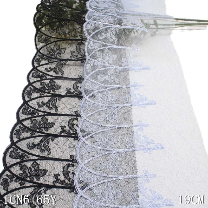 【1pack】-freedombeauty|Two-tone Single-sided Polyester Thread Vintage Vine Mesh Embroidery Lace Trim Lingerie Performance Costume Lace Trim Accessories