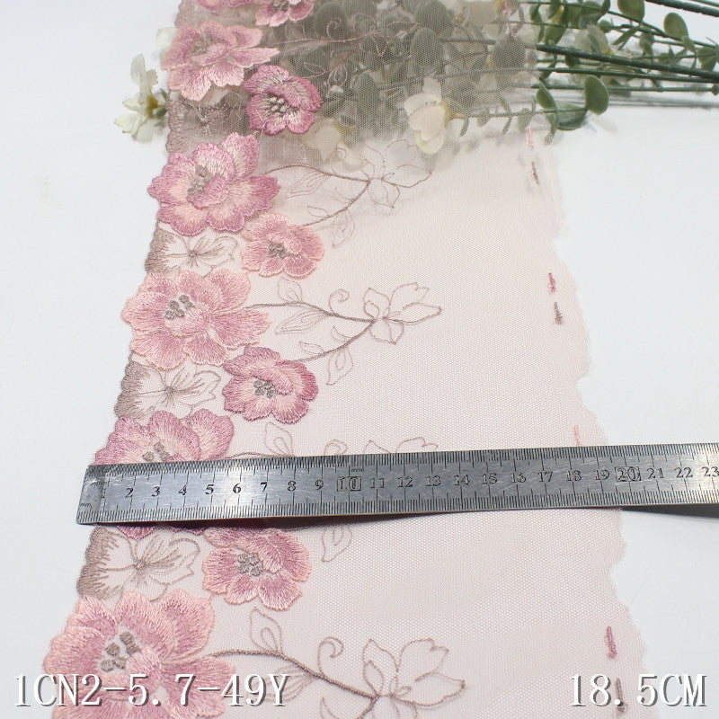 【1pack】-freedombeauty|Multicolor Mesh Single Edge Exquisite Vintage Flower Embroidery Lace Trim Clothing Home Textile Lace Trim Accessories DIY