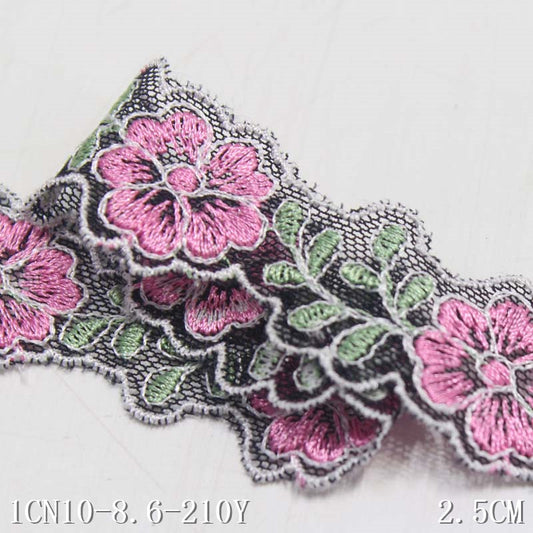 freedombeauty|Color Block Flower Leaf Pattern Ultra-Narrow Embroidered Lace Trim for Sofa Cushion Curtain Underwear Lace