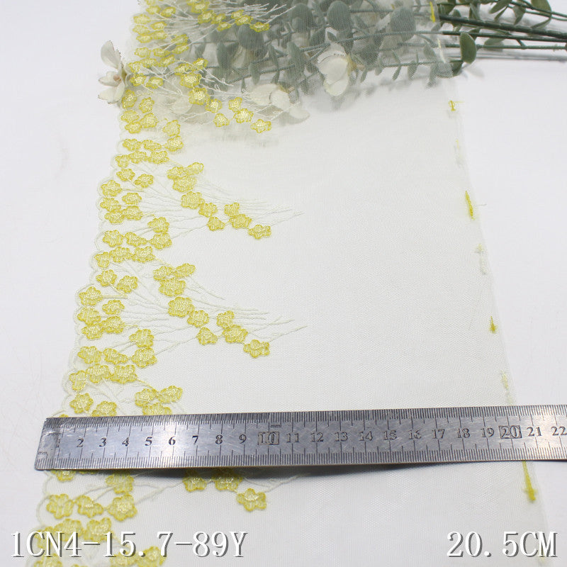 【1pack】-freedombeauty|Multicolor Mesh Ancient Style Small Flower Lightweight Embroidered Lace 20cm Traditional Hanfu Lace Trim DIY Accessories