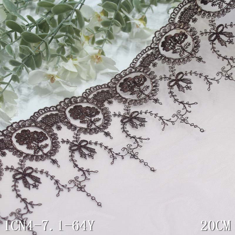 【1pack】-freedombeauty|Skin Tone French Retro Single-Sided Bowknot Flower Embroidery Lace Trim Clothing Curtain Lace Trim Accessories