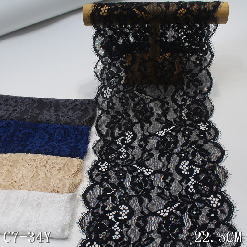 freedombeauty|Multicolor Double Wave Bone Line Vintage Flower Elastic Eyelash 22cm Clothing Home Textile Lace Trim DIY